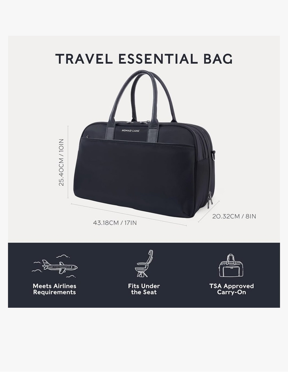 Nomad Lane Bento Bag Black Travel Weekend Bag - Picture 3 of 10
